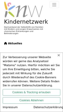 Vorschau der mobilen Webseite www.kindernetzwerk.de, Kindernetzwerk e.V.