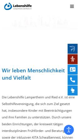 Vorschau der mobilen Webseite www.lebenshilfe-lampertheim.de, Lebenshilfe Lampertheim und Ried e.V.