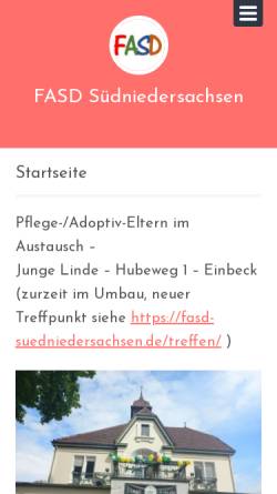 Vorschau der mobilen Webseite www.fasd-suedniedersachsen.de, SHG fuer Eltern von Kindern mit FASD