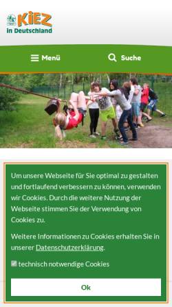Vorschau der mobilen Webseite kieze.de, Bundesarbeitsgemeinschaft der Kinder- und Jugenderholungszentren