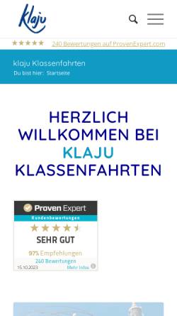 Vorschau der mobilen Webseite www.klaju.de, Klaju Reisen
