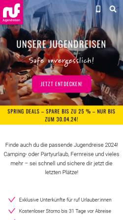 Vorschau der mobilen Webseite www.ruf.de, RUF Jugendreisen Trend Touristik GmbH