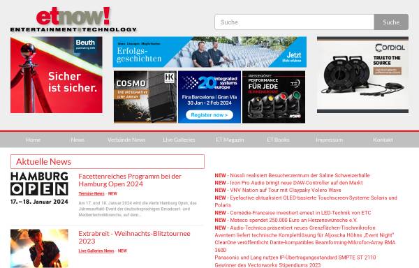 Vorschau von www.etnow.de, etnow.de - entertainment technology