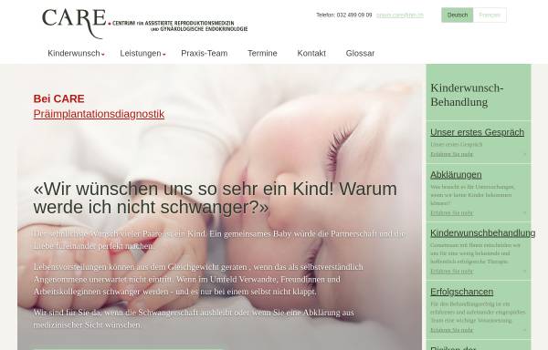 Vorschau von www.care-biel.ch, CARE. Centrum für assistierte Reproduktionsmedizin und gynäkologische Endokrinologie Biel
