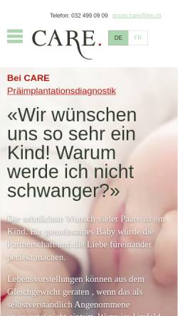 Vorschau der mobilen Webseite www.care-biel.ch, CARE. Centrum für assistierte Reproduktionsmedizin und gynäkologische Endokrinologie Biel