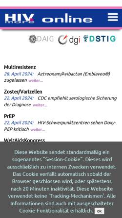 Vorschau der mobilen Webseite www.hivandmore.de, HIV & More