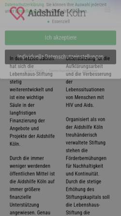 Vorschau der mobilen Webseite www.lebenshaus-stiftung.de, Lebenshaus-Stiftung, Köln