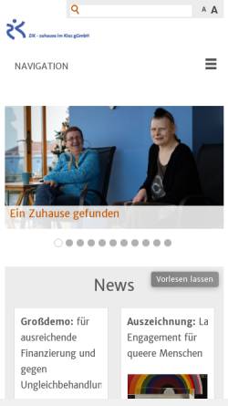 Vorschau der mobilen Webseite www.zik-gmbh.de, ziK - zu hause im Kiez