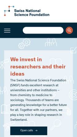 Vorschau der mobilen Webseite www.snf.ch, Schweiz. Nationalfonds zur Förderung der wissenschaftlichen Forschung
