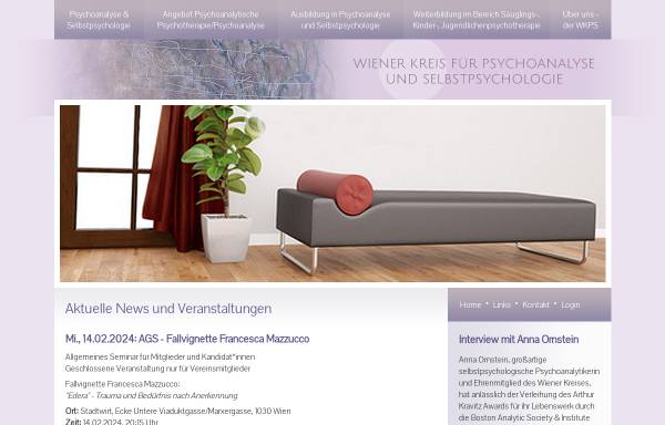 Vorschau von www.selbstpsychologie.at, Wiener Kreis für Psychoanalyse und Selbstpsychologie