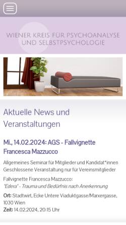 Vorschau der mobilen Webseite www.selbstpsychologie.at, Wiener Kreis für Psychoanalyse und Selbstpsychologie