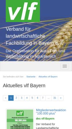 Vorschau der mobilen Webseite www.vlf-bayern.de, Verband für landwirtschaftliche Fachbildung in Bayern e.V.