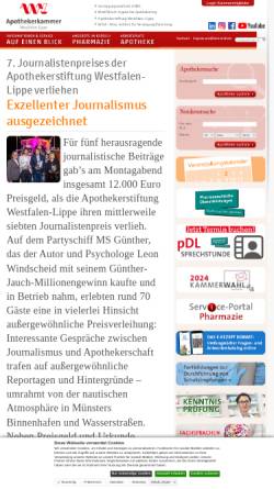 Vorschau der mobilen Webseite www.akwl.de, Apothekerkammer Westfalen-Lippe