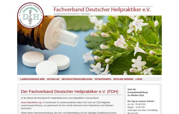 Vorschau von www.heilpraktikerschule-in-nrw.de, Fachverband Deutscher Heilpraktiker (FDH), Landesverband Nordrhein-Westfalen e.V.