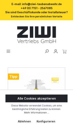 Vorschau der mobilen Webseite ziwi-taubenabwehr.de, ZIWI Vertreibs GmbH