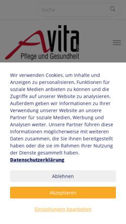 Vorschau der mobilen Webseite www.avita-pflege.de, AVITA GmbH - Pflege und Gesundheit