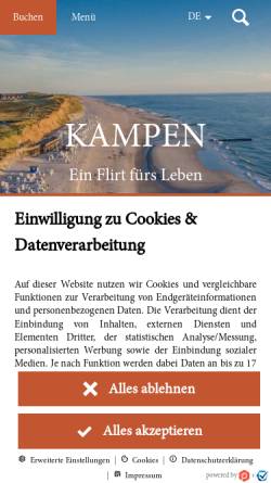 Vorschau der mobilen Webseite www.kampen.de, Kampen auf Sylt