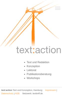 Vorschau der mobilen Webseite textaction.com, textaction - Ursula Debus