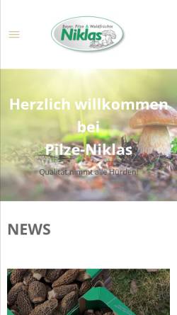 Vorschau der mobilen Webseite www.pilze-niklas.de, Uwe Niklas GmbH
