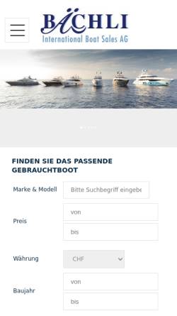 Vorschau der mobilen Webseite www.boat-trade.com, Bächli International Boat Sales