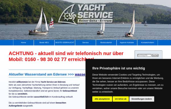Vorschau von www.yachtservice-edersee.de, Yachtservice Edersee, Inh. Reiner Geitz