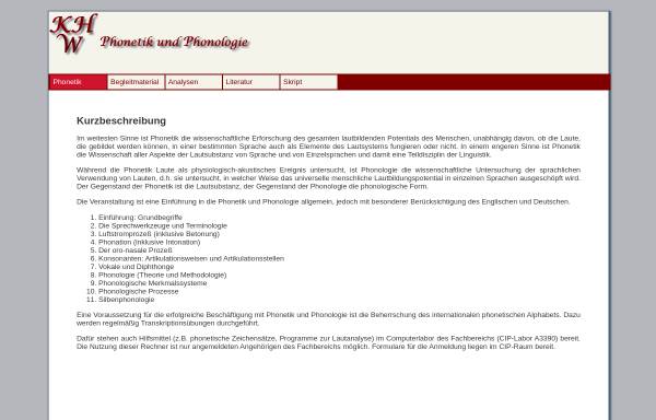 Vorschau von www.fb10.uni-bremen.de, Phonetik und Phonologie