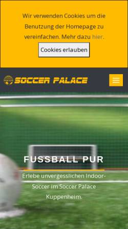 Vorschau der mobilen Webseite soccer-palace.eu, Soccer-Palace - mobiler Street-Soccer-Court Verleih