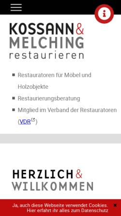Vorschau der mobilen Webseite www.kossann-melching.de, Kossann, Roger