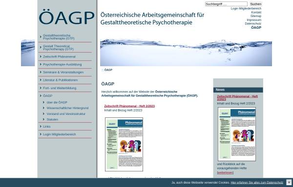 Vorschau von www.oeagp.at, Österreichische Arbeitsgemeinschaft für Gestalttheoretische Psychotherapie (ÖAGP)