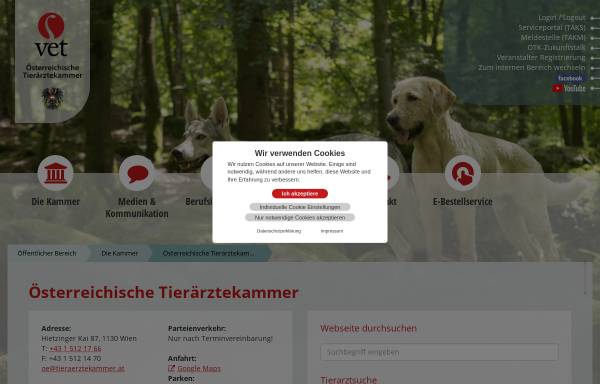 Vorschau von www.tieraerztekammer.at, Österreichische Tierärztekammern