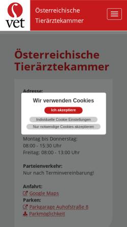 Vorschau der mobilen Webseite www.tieraerztekammer.at, Österreichische Tierärztekammern
