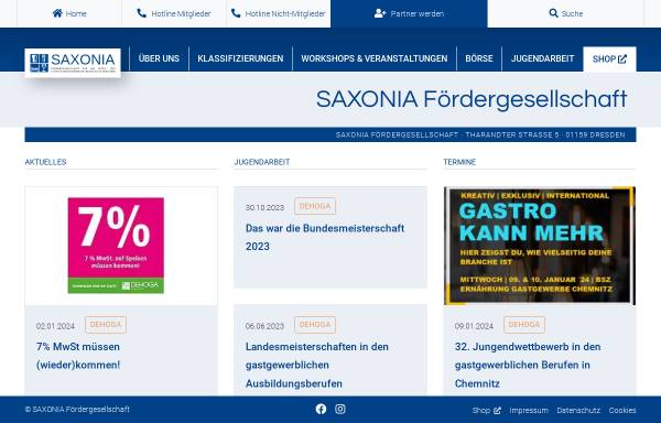 Vorschau von www.saxonia-gastgewerbe.de, Fördergesellschaft für das Hotel- und Gaststättengewerbe im Freistaat Sachsen mbH