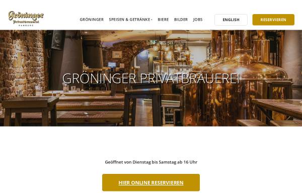 Vorschau von www.groeninger-hamburg.de, Gröninger Braukeller und Brauhaus Hanseat