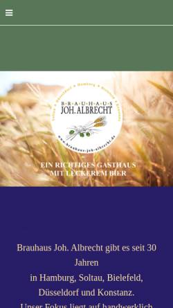 Vorschau der mobilen Webseite www.brauhaus-joh-albrecht.de, Joh. Albrecht Brauerei Beratung- und Beteiligung GmbH
