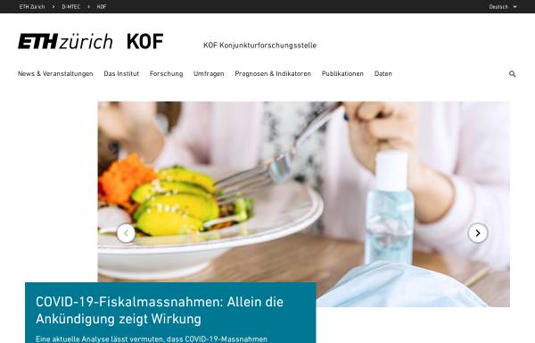 Vorschau von www.kof.ethz.ch, Konjunkturforschungsstelle der ETH Zürich (KOF)