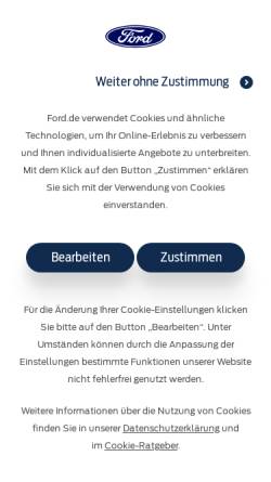 Vorschau der mobilen Webseite www.ford.de, Ford Deutschland