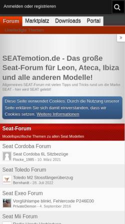Vorschau der mobilen Webseite www.seatemotion.de, Seat Emotion