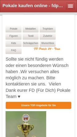 Vorschau der mobilen Webseite www.fd-pokale.de, FD-Pokale - Preisschleifen und Medaillen C. Fischer