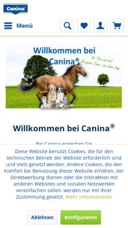 Vorschau der mobilen Webseite www.canina.de, Canina pharma GmbH