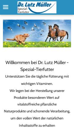 Vorschau der mobilen Webseite www.amicum.de, Dr. Lutz Müller Spezial-Tierfutter