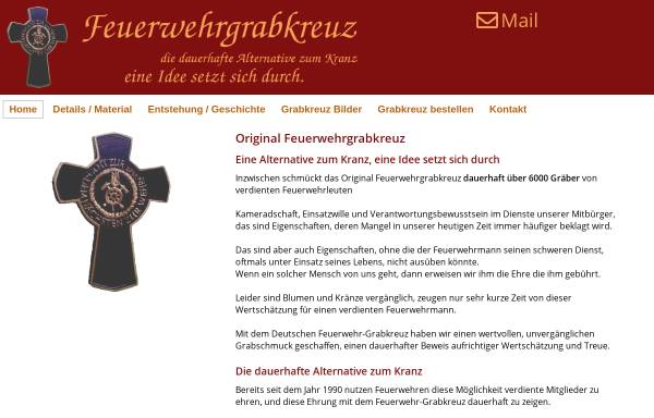 Vorschau von www.feuerwehrgrabkreuz.de, Deutsches Feuerwehr-Grabkreuz - Alternative zum Kranz