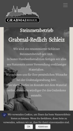Vorschau der mobilen Webseite www.steinmetz-redlich.de, Grabmal-Redlich