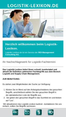 Vorschau der mobilen Webseite www.logistik-lexikon.de, Logistik-Lexikon