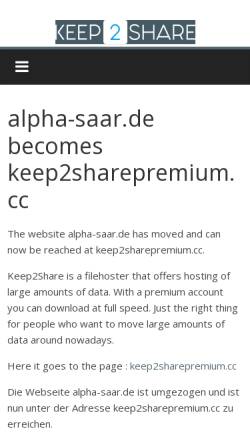 Vorschau der mobilen Webseite www.alpha-saar.de, Hypnose-Lehrinstitut Alpha-Saar Horst Mohr