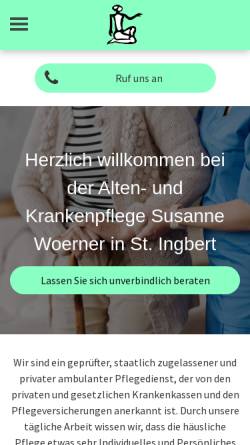 Vorschau der mobilen Webseite www.krankenpflege-woerner.de, Häusliche Alten- und Krankenpflege Susanne Woerner
