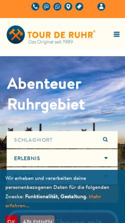 Vorschau der mobilen Webseite www.tour-de-ruhr.de, Tour de Ruhr