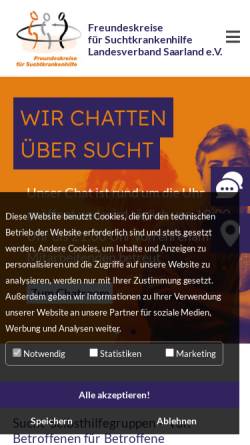 Vorschau der mobilen Webseite www.freundeskreise-saar.de, Freundeskreise für Suchtkrankenhilfe Landesverband e.V.