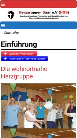 Vorschau der mobilen Webseite www.herzgruppen-saar.de, HGS Herzgruppen Saar e.V.