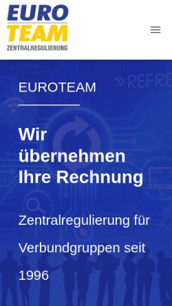 Vorschau der mobilen Webseite www.euroteam24.com, Euroteam Zentralregulierungs- und Dienstleistungspartner für Handelsunternehmen GmbH
