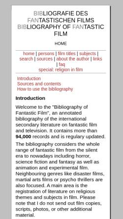 Vorschau der mobilen Webseite www.bibfan.de, Bibliografie des fantastischen Films